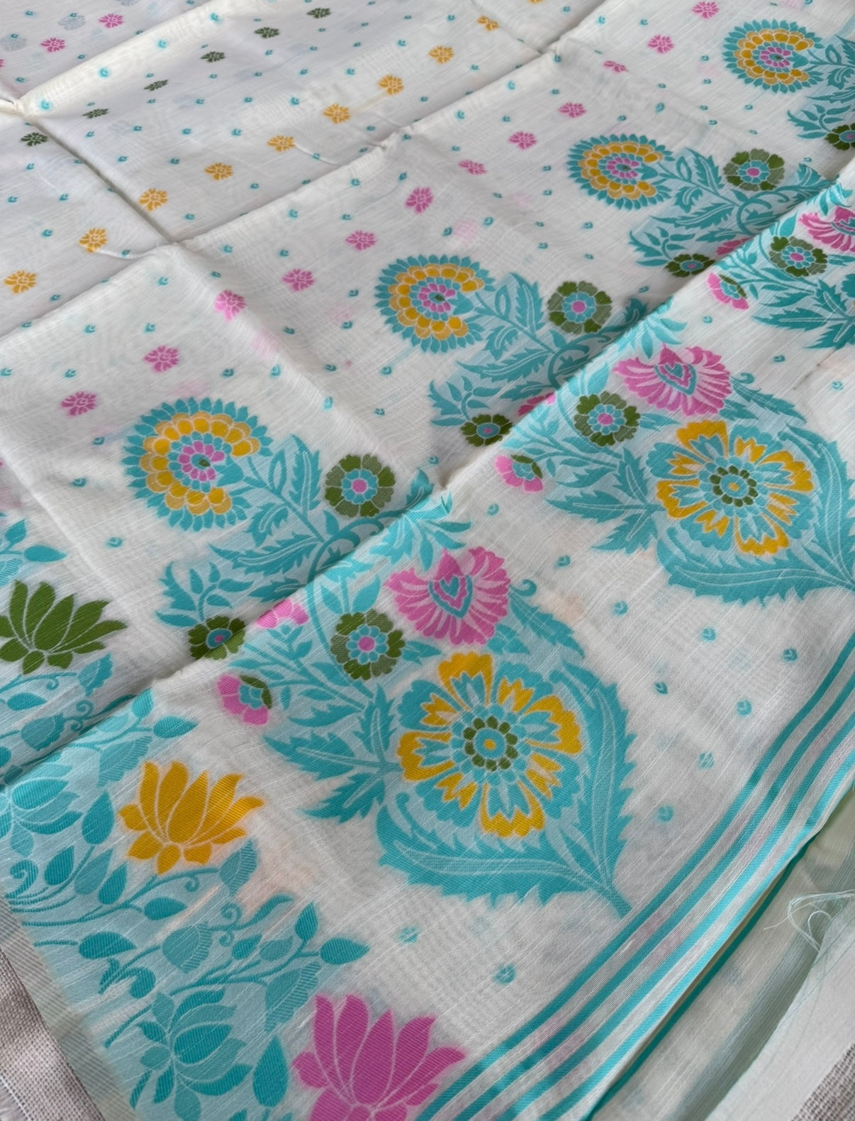 Off White Tussar Jamdhani Saree