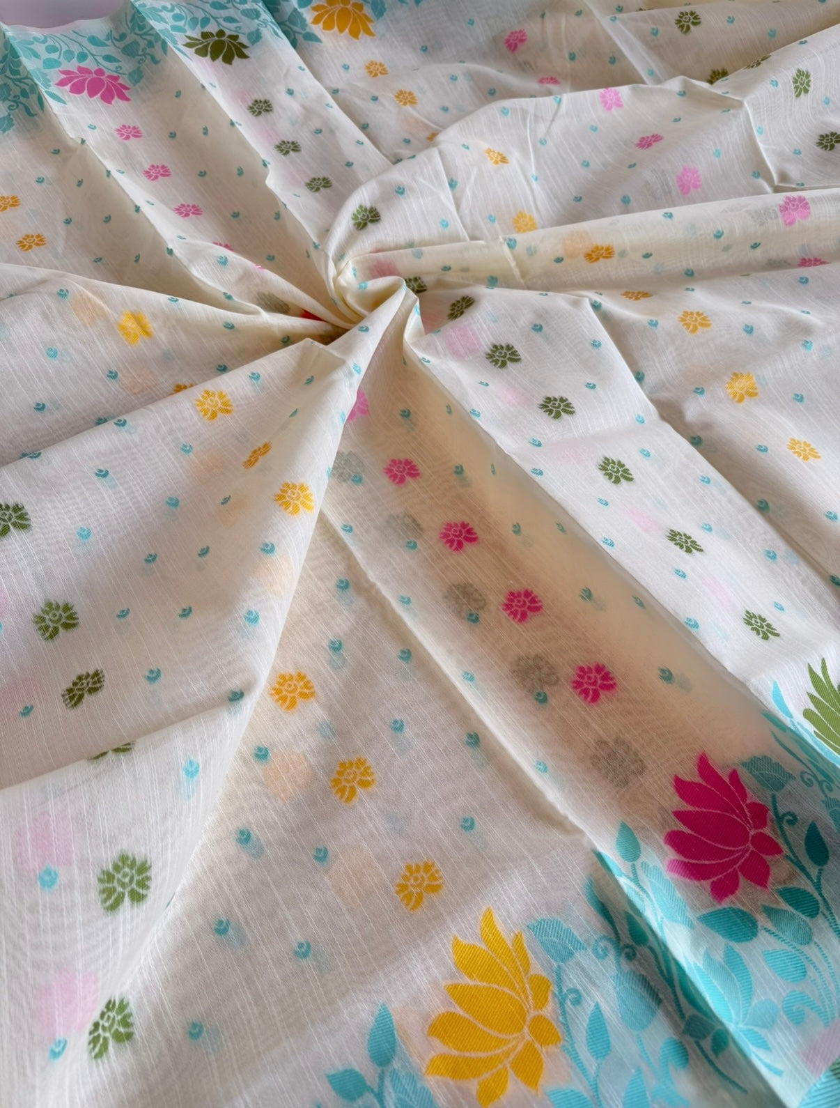Off White Tussar Jamdhani Saree
