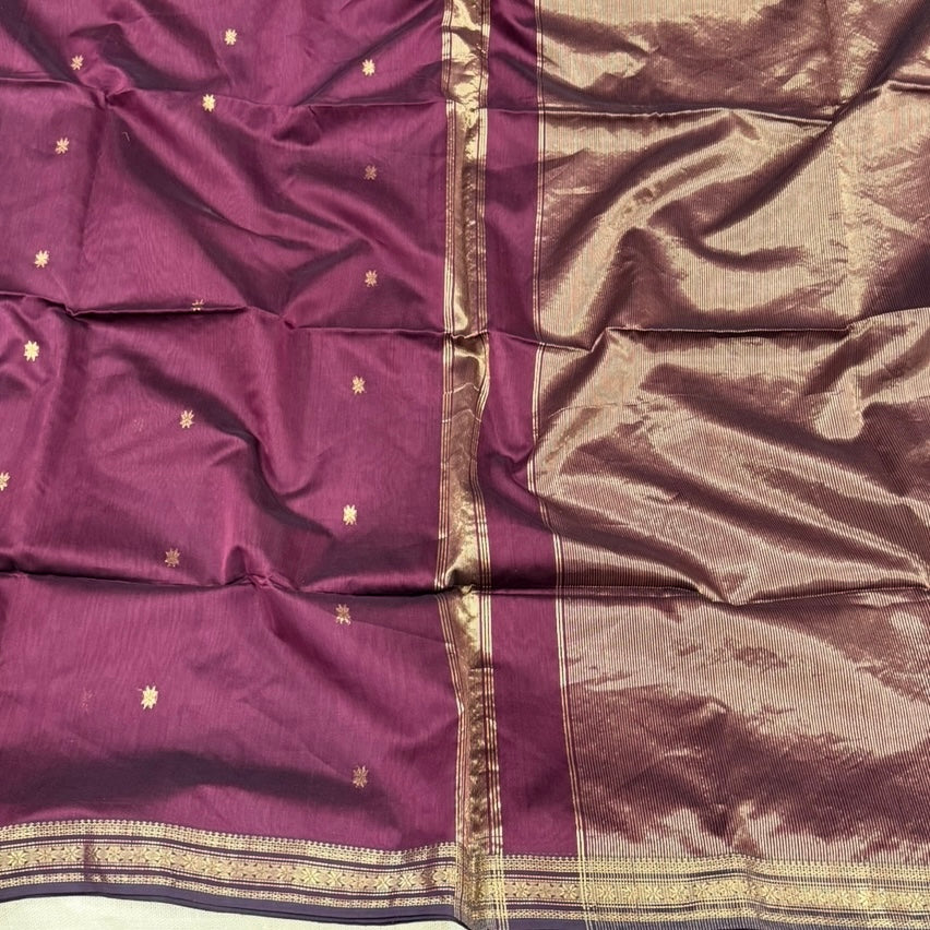 Brown Maheshwari Silk Cotton Saree