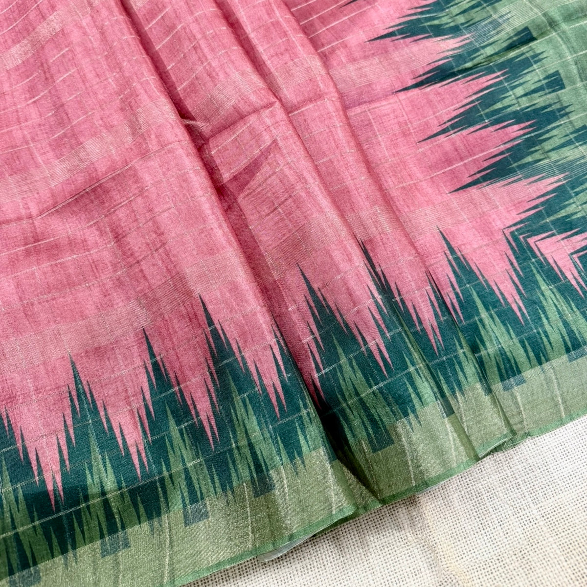 Peach pink Semi Tussar Saree
