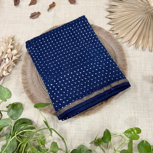 Nayantara inspired Indigo Chanderi Silk Cotton Saree