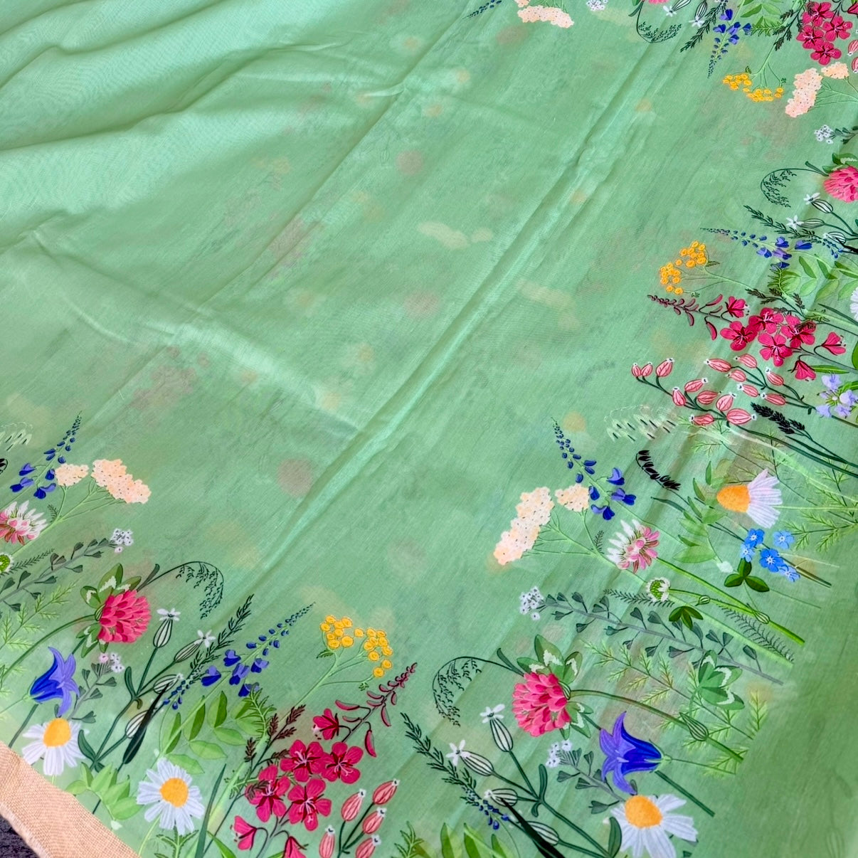Green Mercerised Cotton Saree