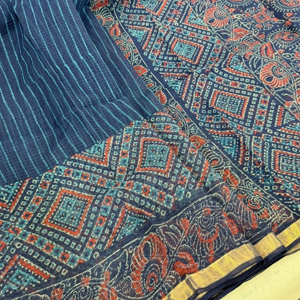 Indigo Stripes Pure Kota Doriya Saree