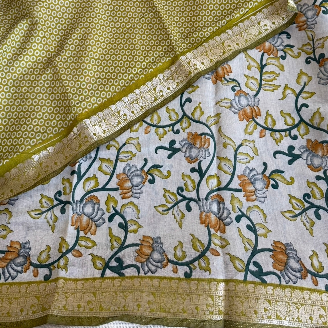 Green Kalamkari Fancy Cotton Saree