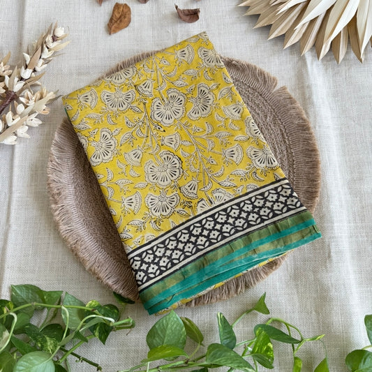 Yellow Pure Chanderi Silk Cotton Saree