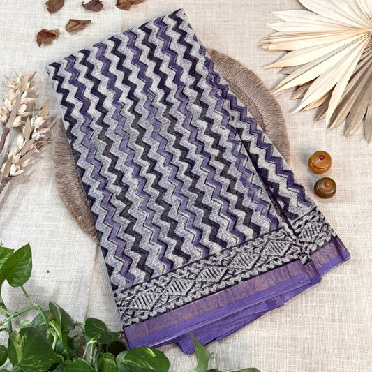 Lilac Zizag Pure Kota Doriya Saree