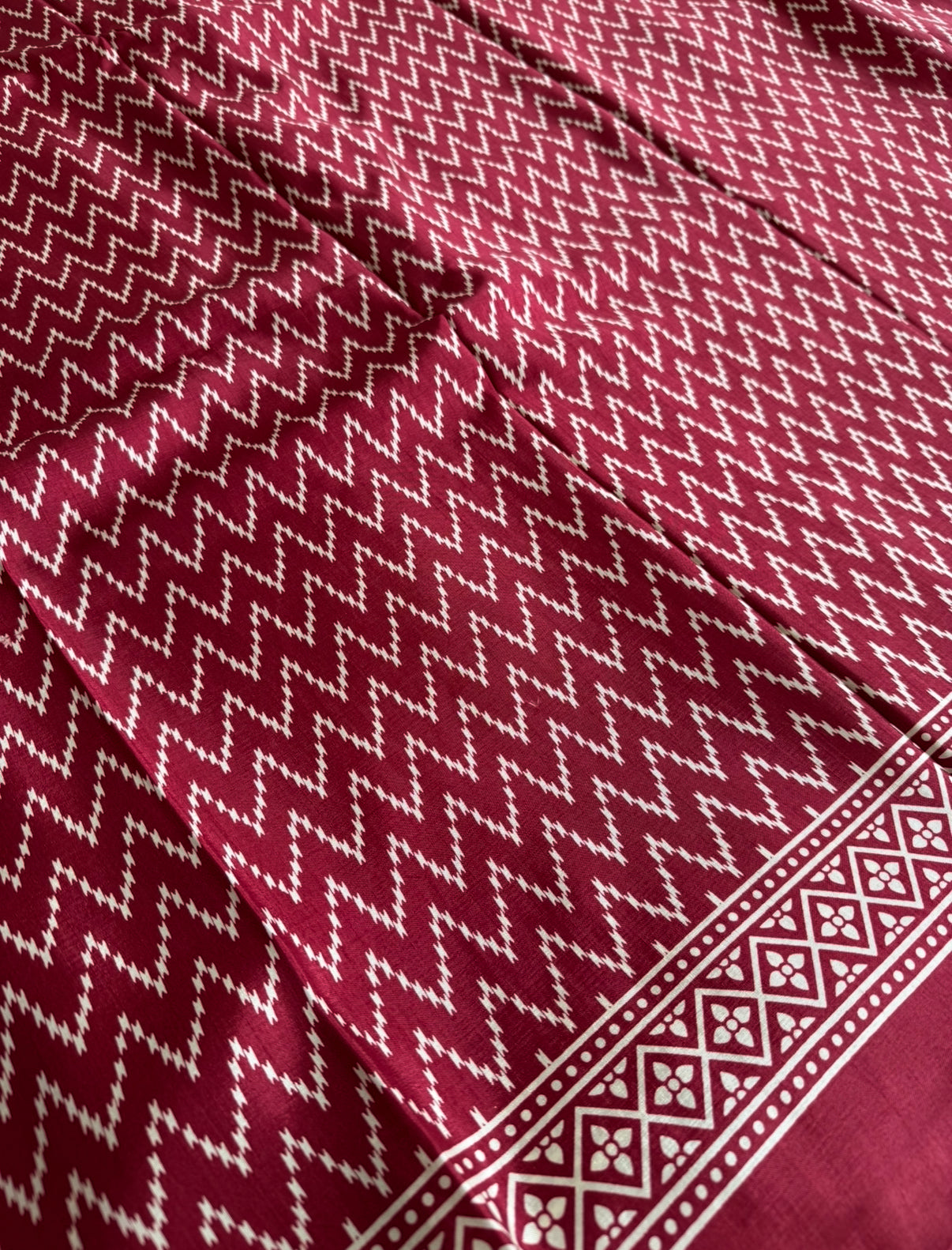 Maroon Zigzag Semi Modal Saree