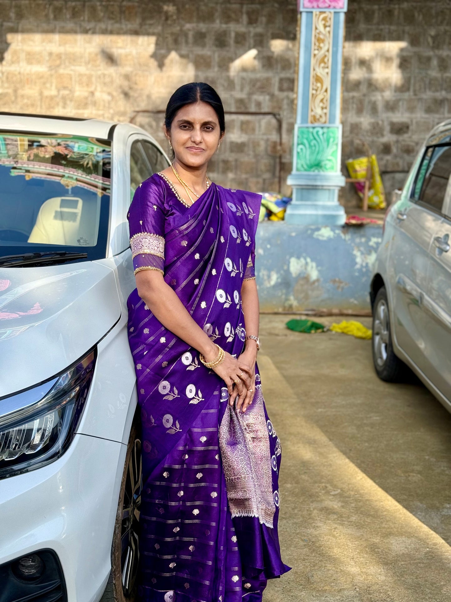 Exclusive Purple Raw Mango Silk Saree
