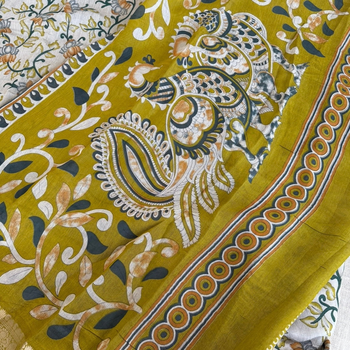 Green Kalamkari Fancy Cotton Saree