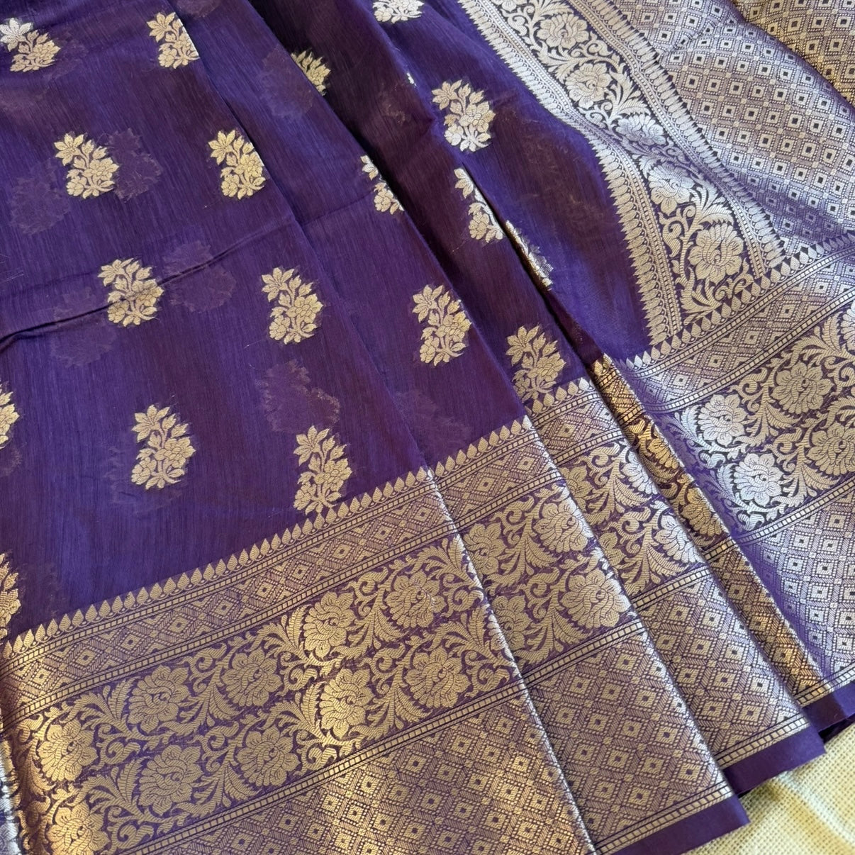 Rich Purple Pure Chiniya Silk Saree