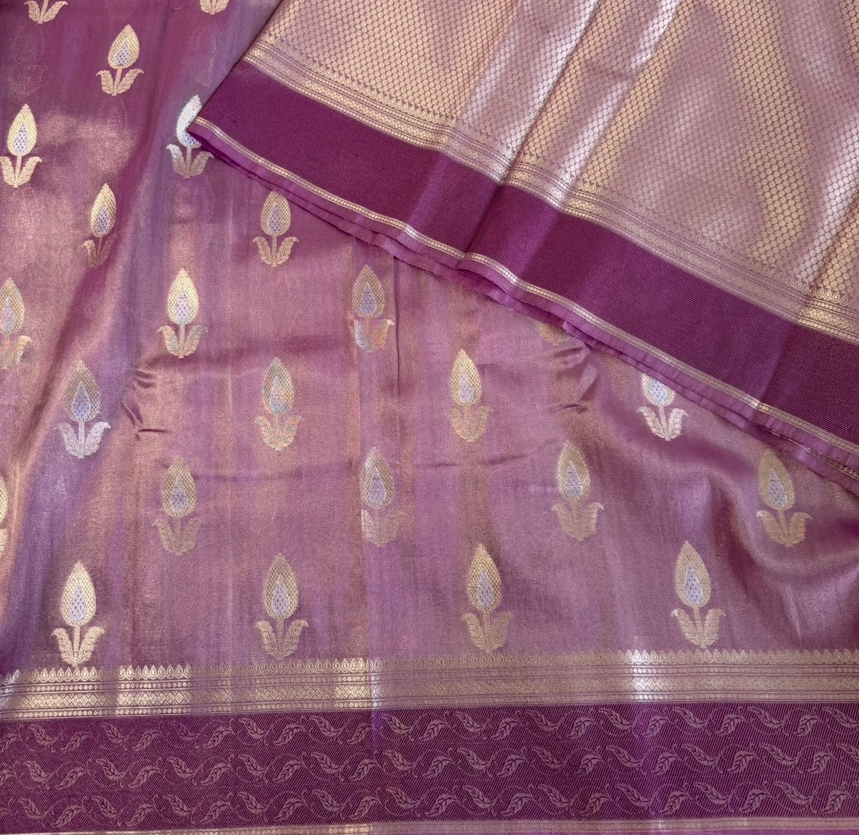 Purple Lilac Tissue Silk Saree