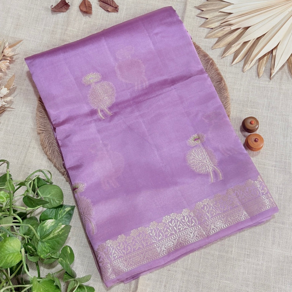 Onion Pink Lotus Kora Silk Saree Vini’s Ethnic