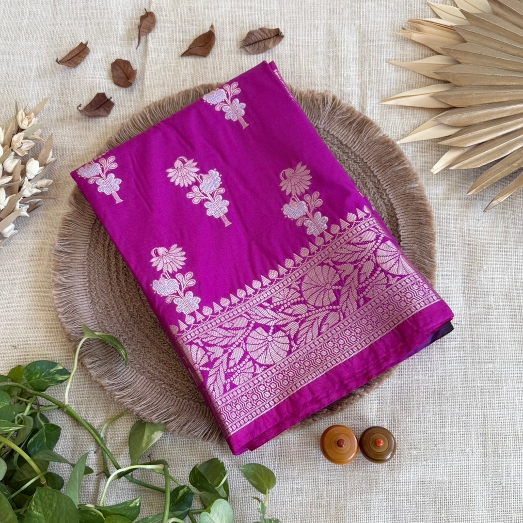 Magenta Banarasi Russian Silk Saree