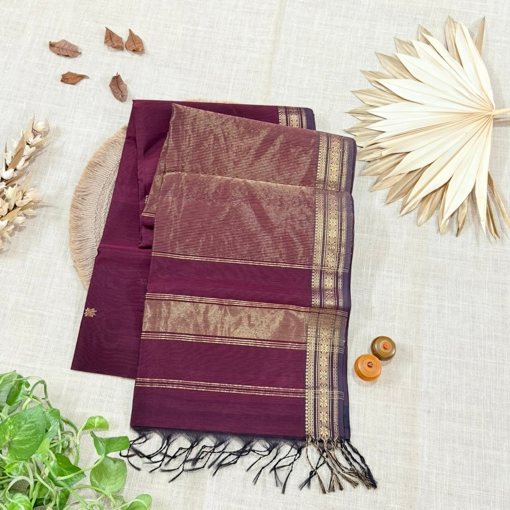 Brown Maheshwari Silk Cotton Saree