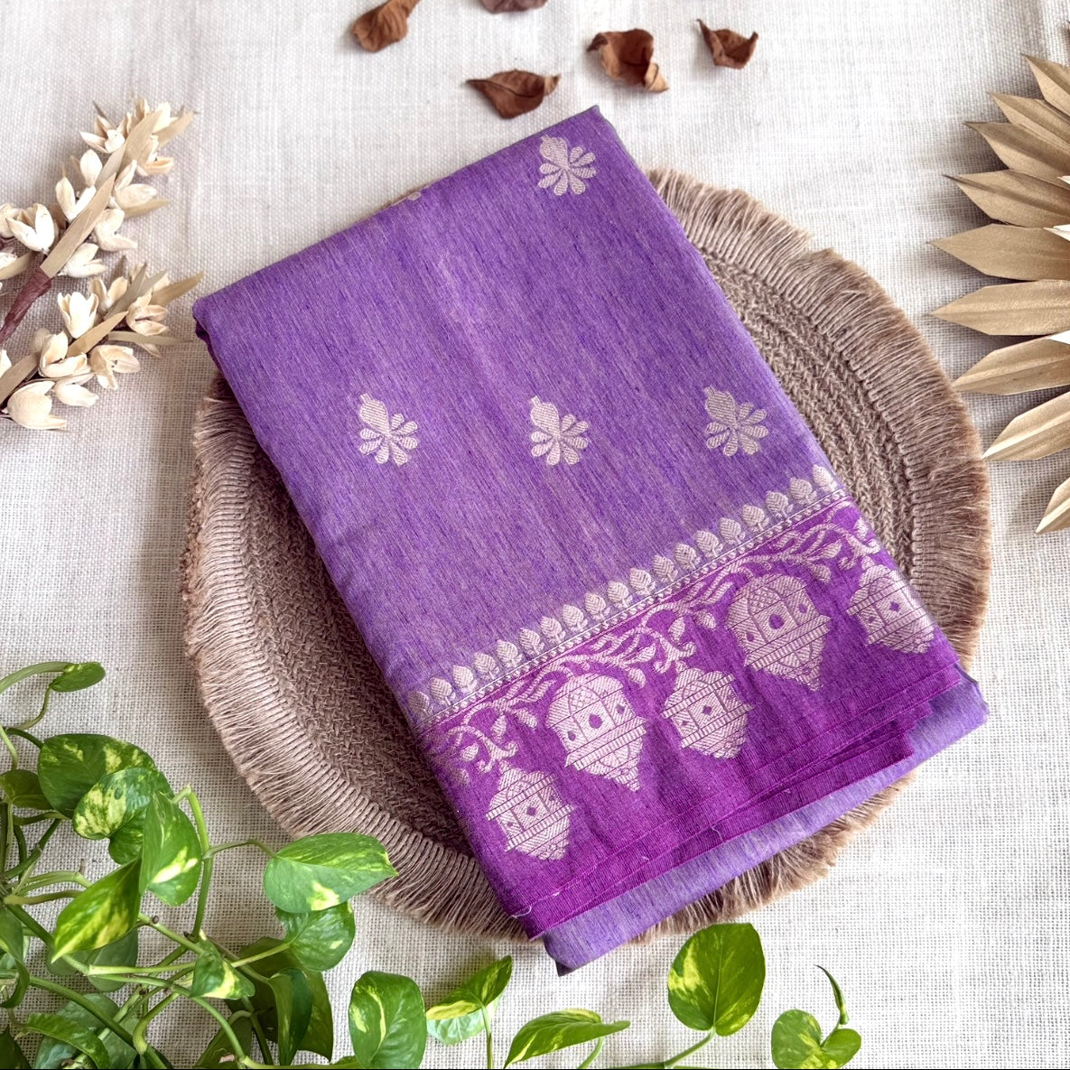 Dark Purple Munga Silk Cotton Saree