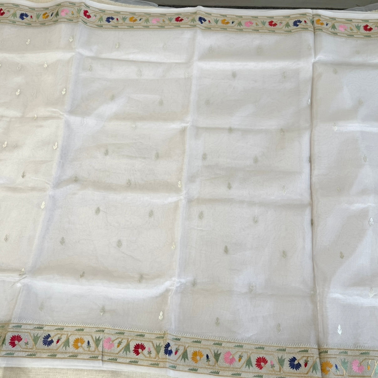 Silver Paithani Border Pure Tissue Saree