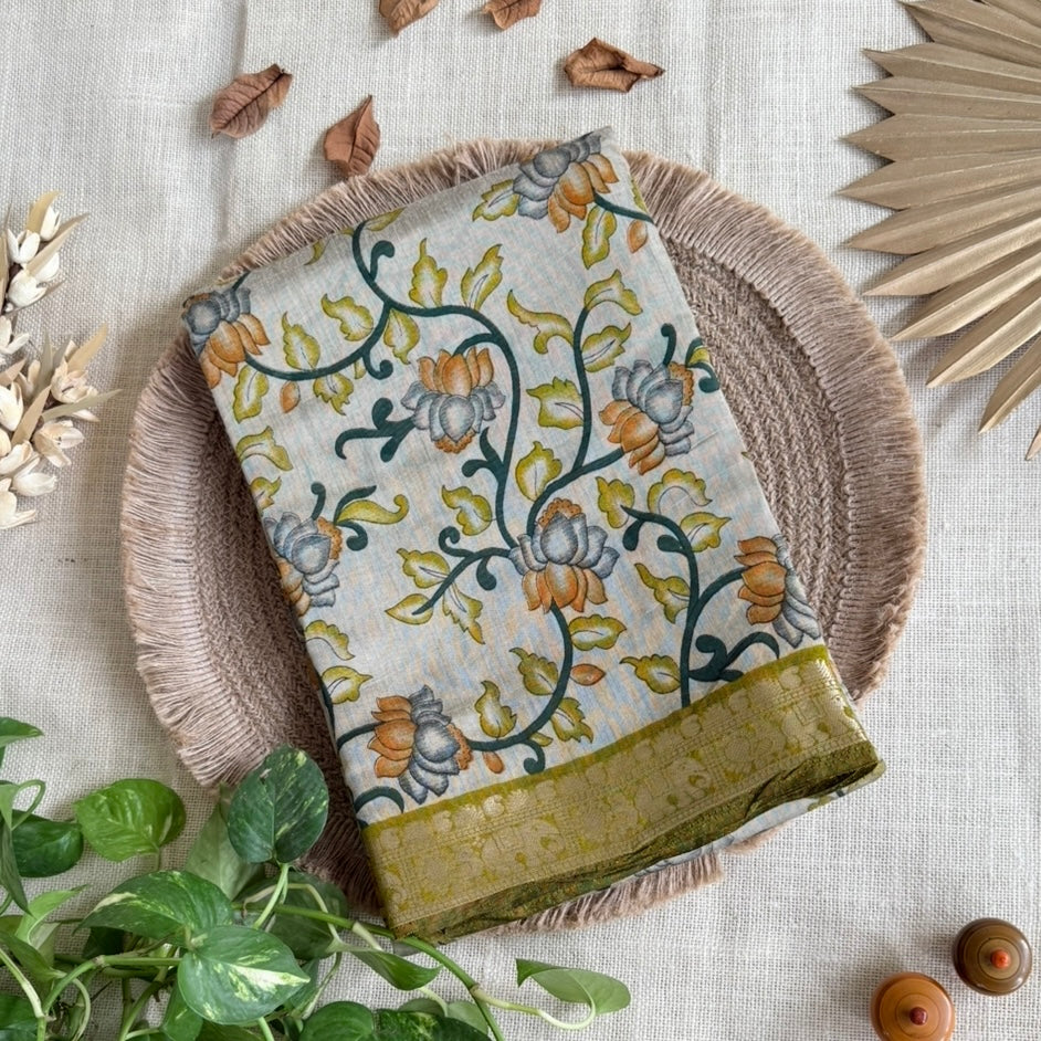 Green Kalamkari fancy cotton