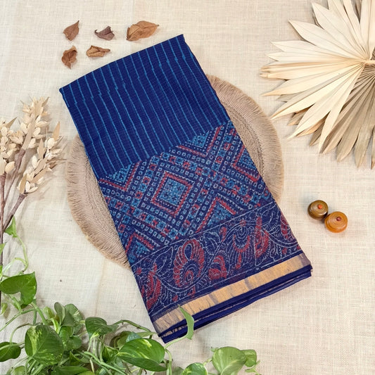 Indigo Stripes Pure Kota Doriya Saree