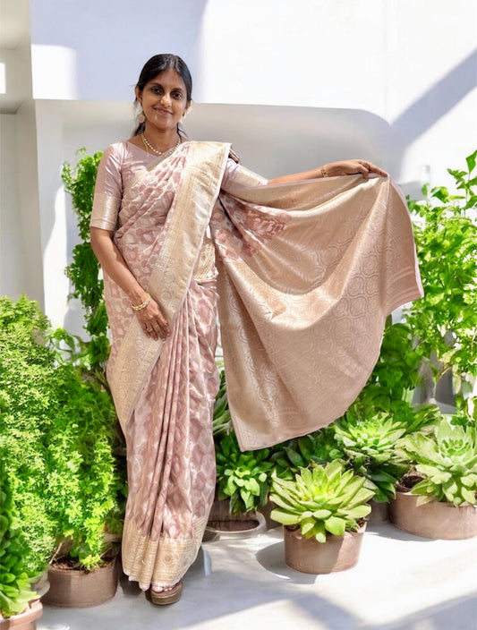 Exclusive Onion Pink Mashru Silk