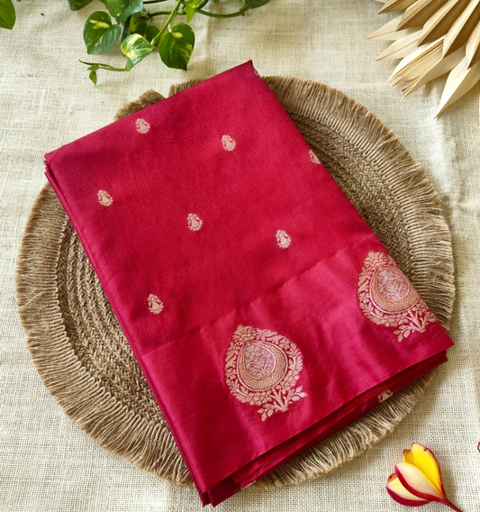 Maroon Raw Mango Silk Saree