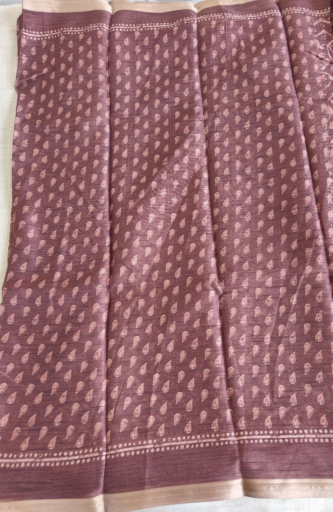 Brown Jute Mixed Cotton Saree - Vini's Ethnic