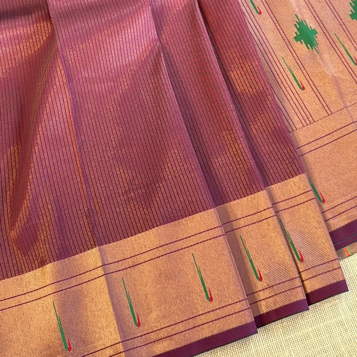 Deep Wine Paithani Silk Saree - Vini's Ethnic