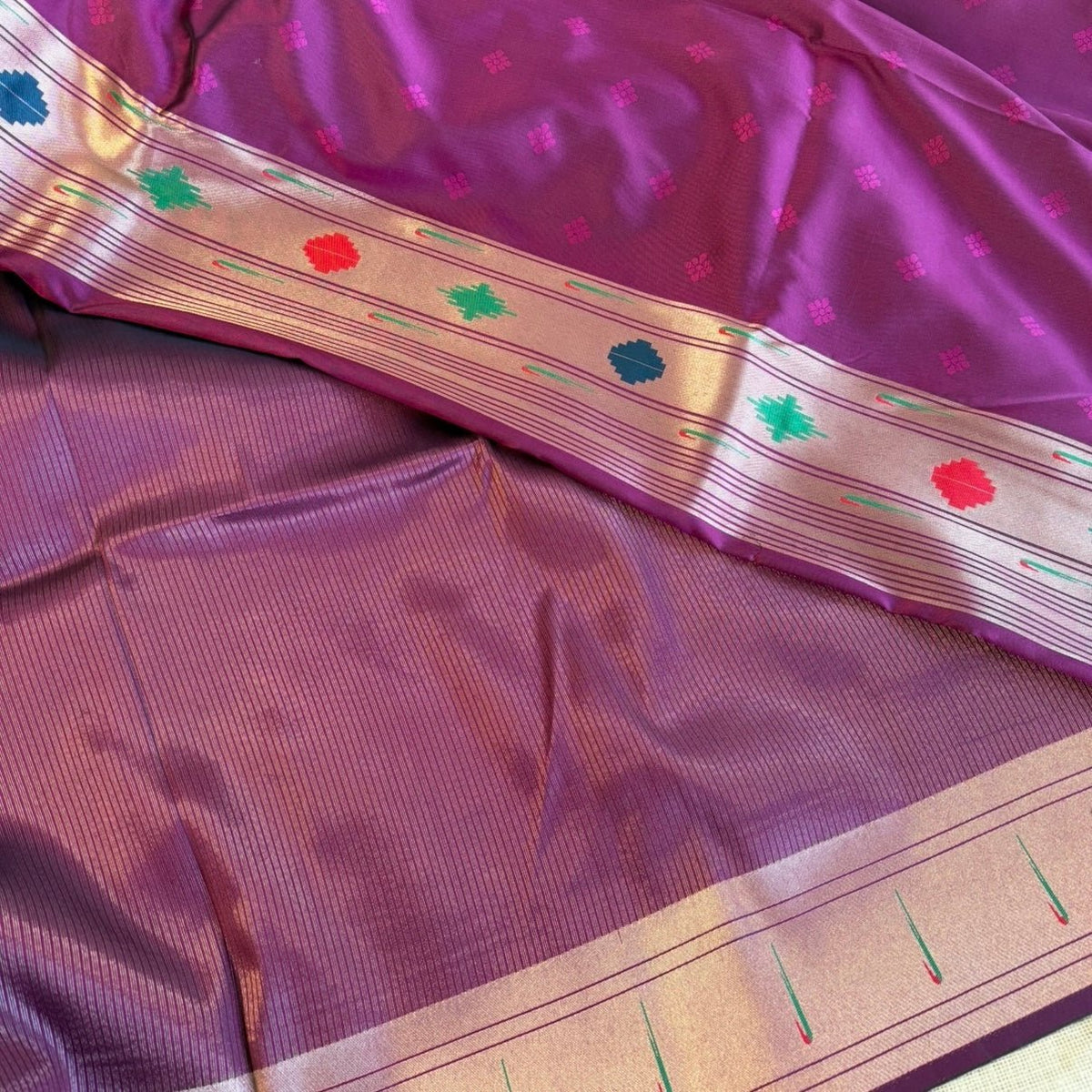 Deep Wine Paithani Silk Saree - Vini's Ethnic