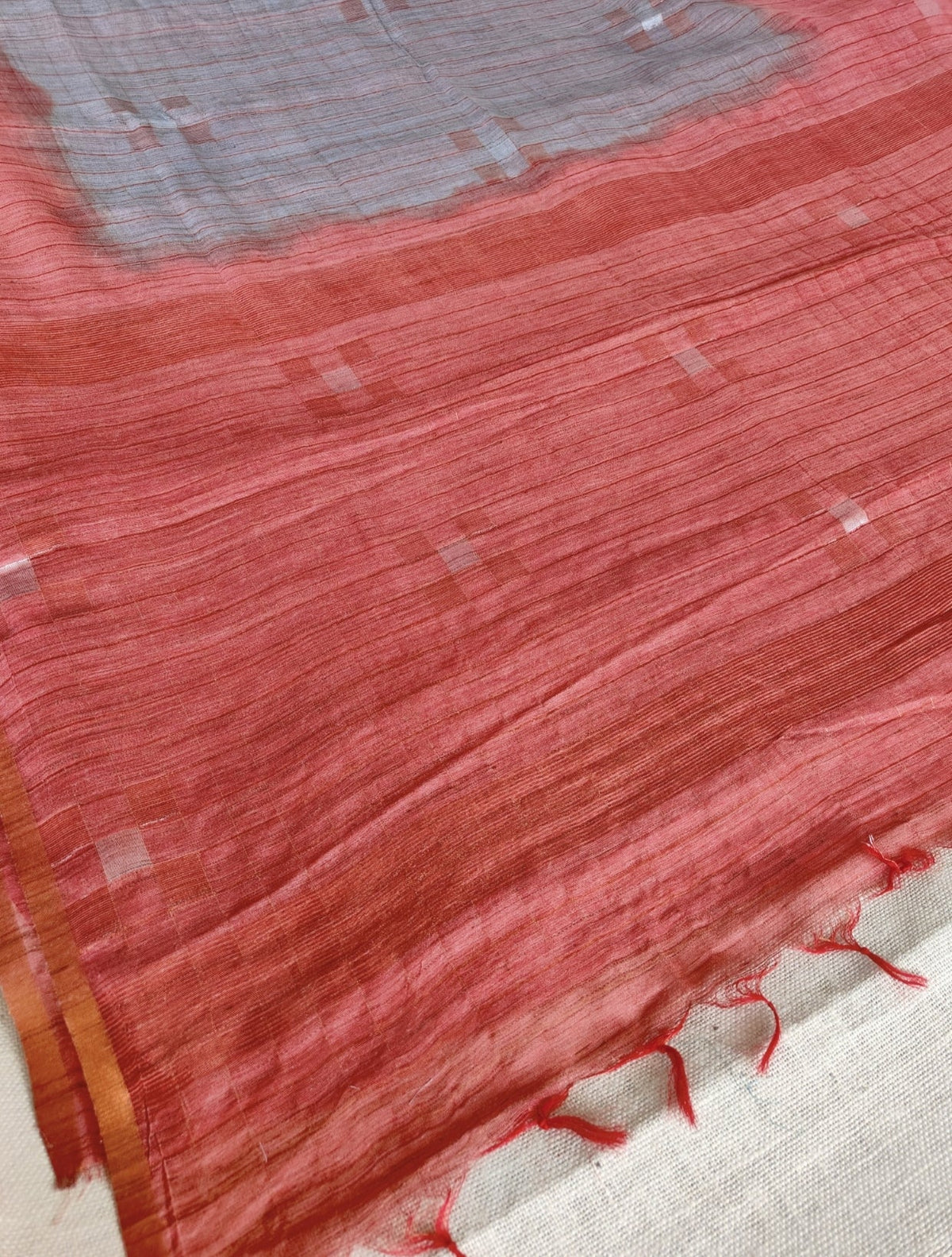 Grey with Orange Baswara Saree - Vini's Ethnic