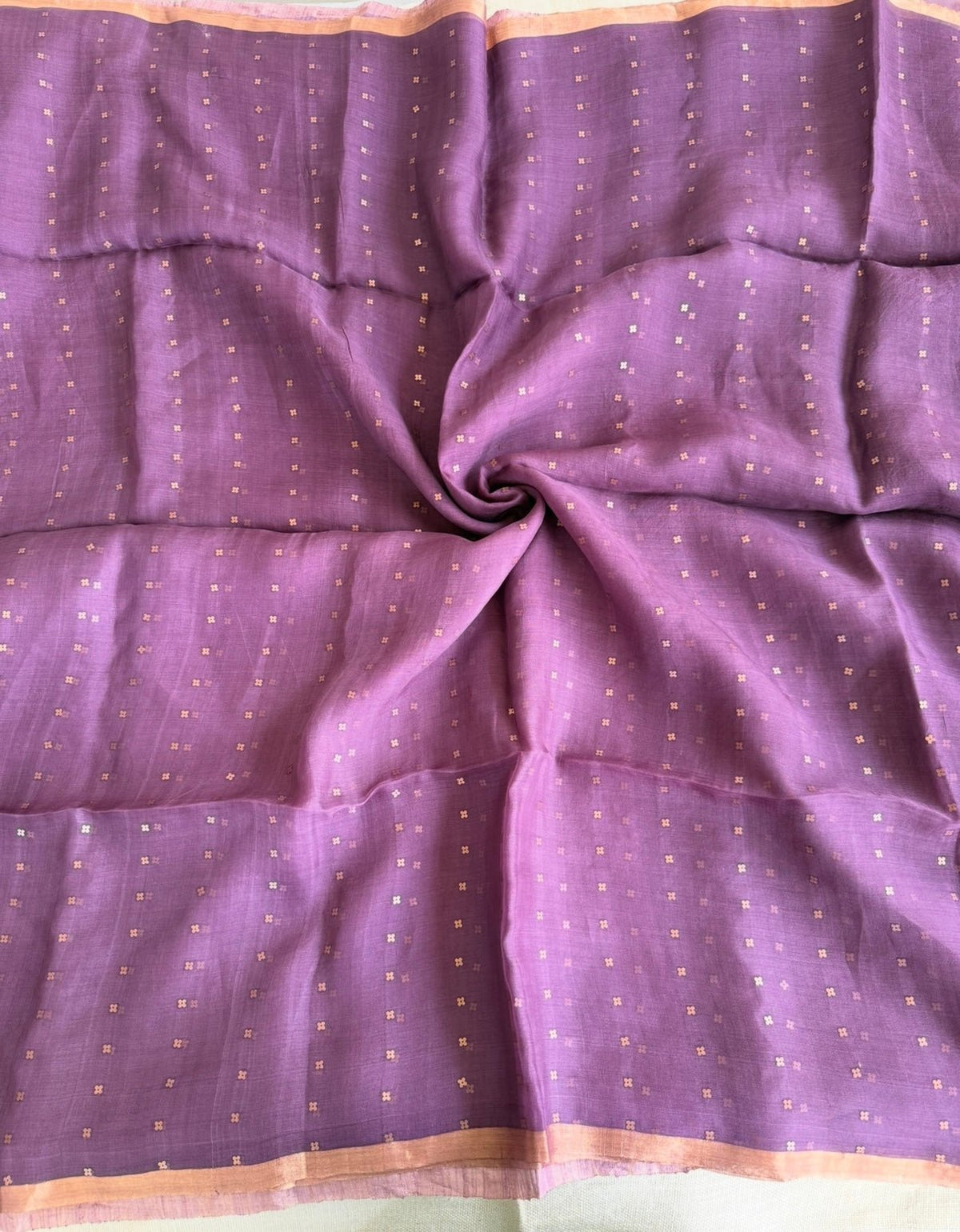 Lavender n Purple Pure Muslin Sequin Paithani Pallu Saree - Vini's Ethnic