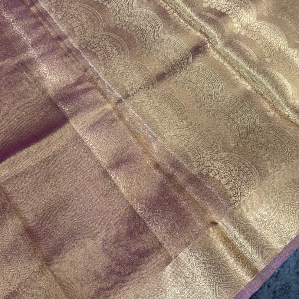 Lilac Banarasi Tissue shimmer Silk Saree - Vini's Ethnic