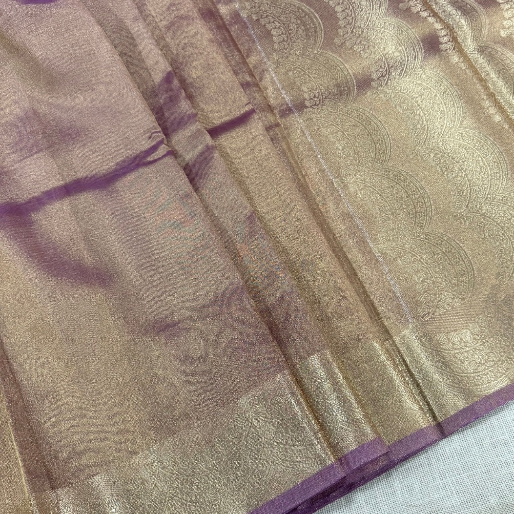 Lilac Banarasi Tissue shimmer Silk Saree - Vini's Ethnic