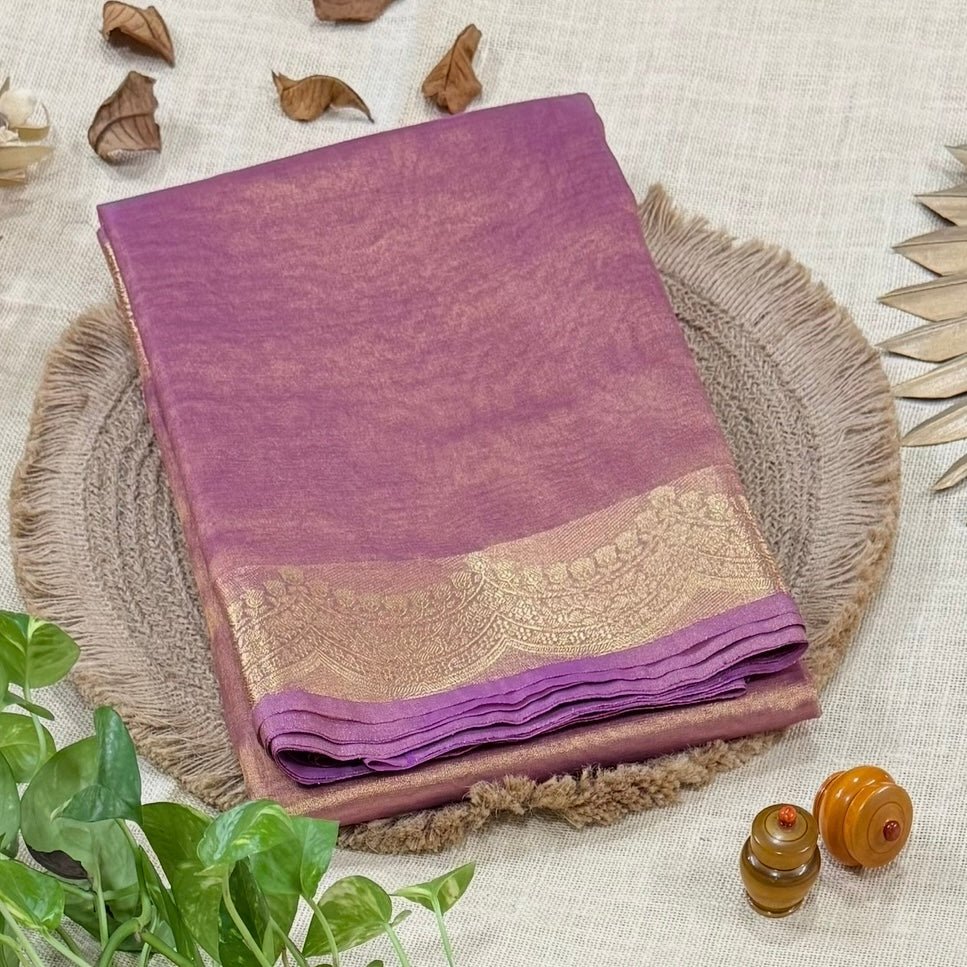 Lilac Banarasi Tissue shimmer Silk Saree - Vini's Ethnic