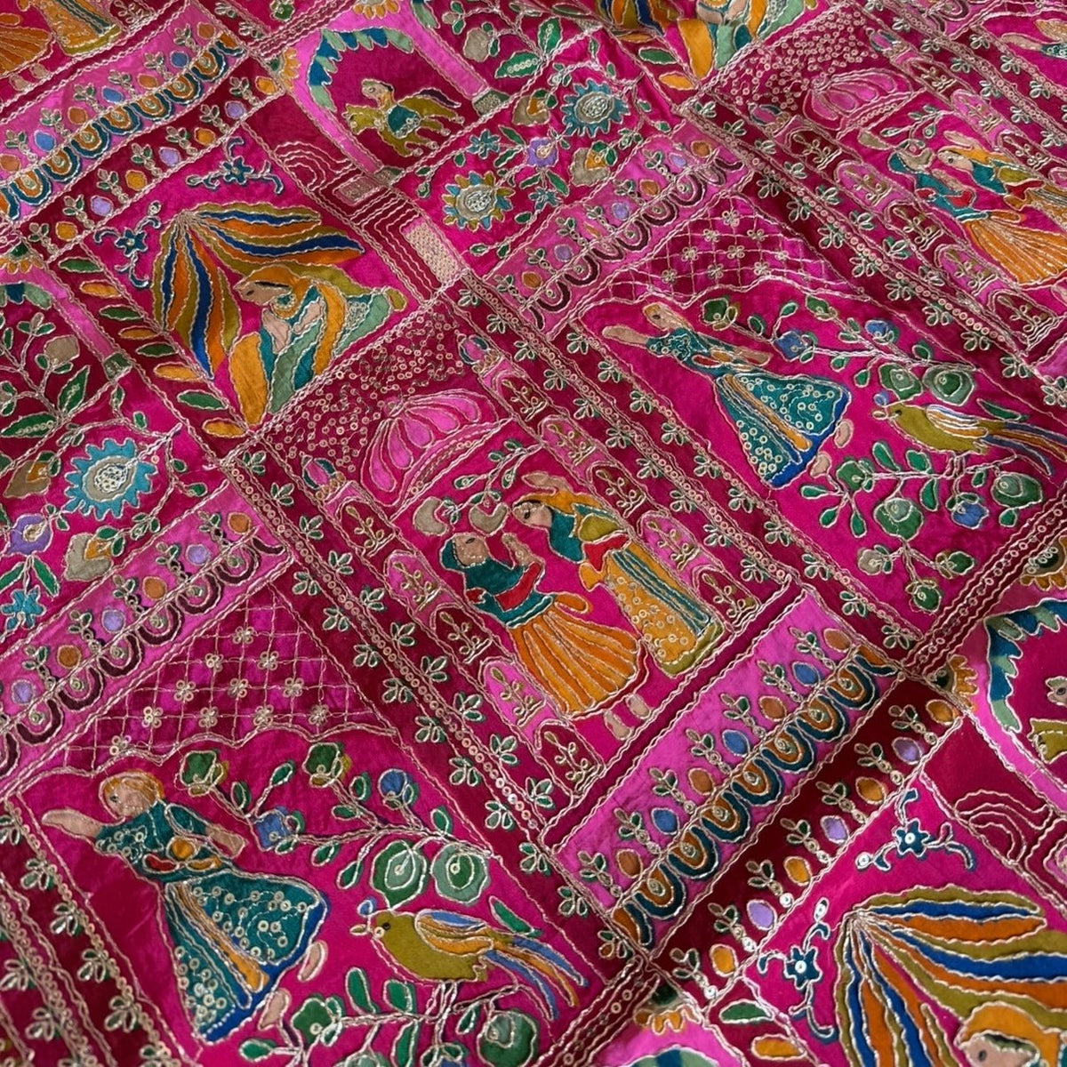 Pink Designer Embroidery Crepe Blouse Fabric - Vini's Ethnic