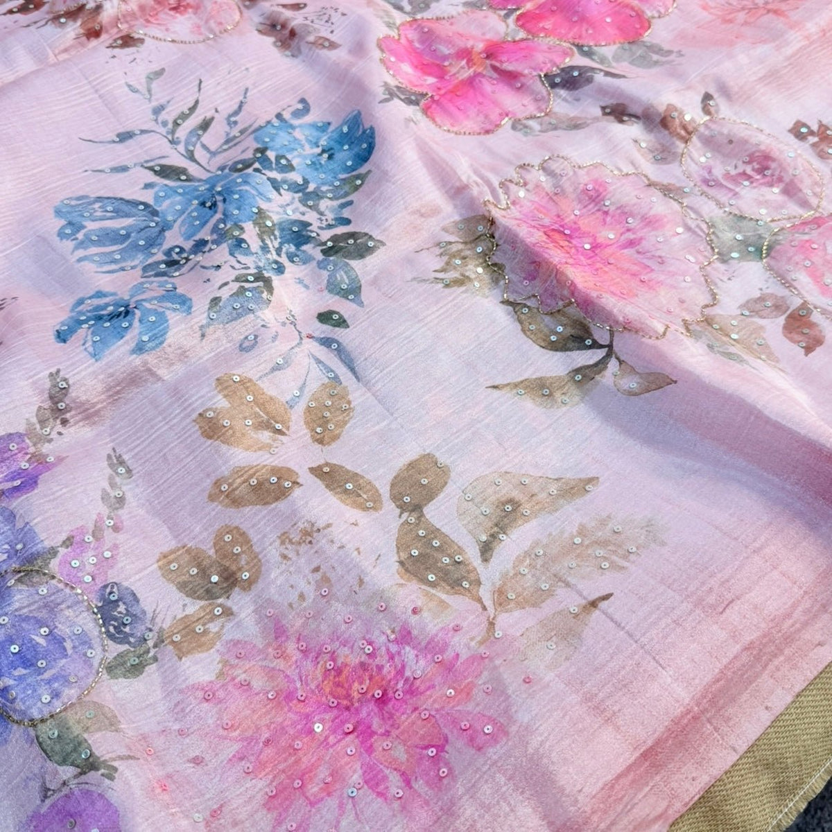 Pink Fancy Crepe Designer Saree - Vini's Ethnic