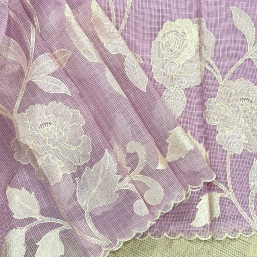Pink Kota Embroidery Saree - Vini's Ethnic
