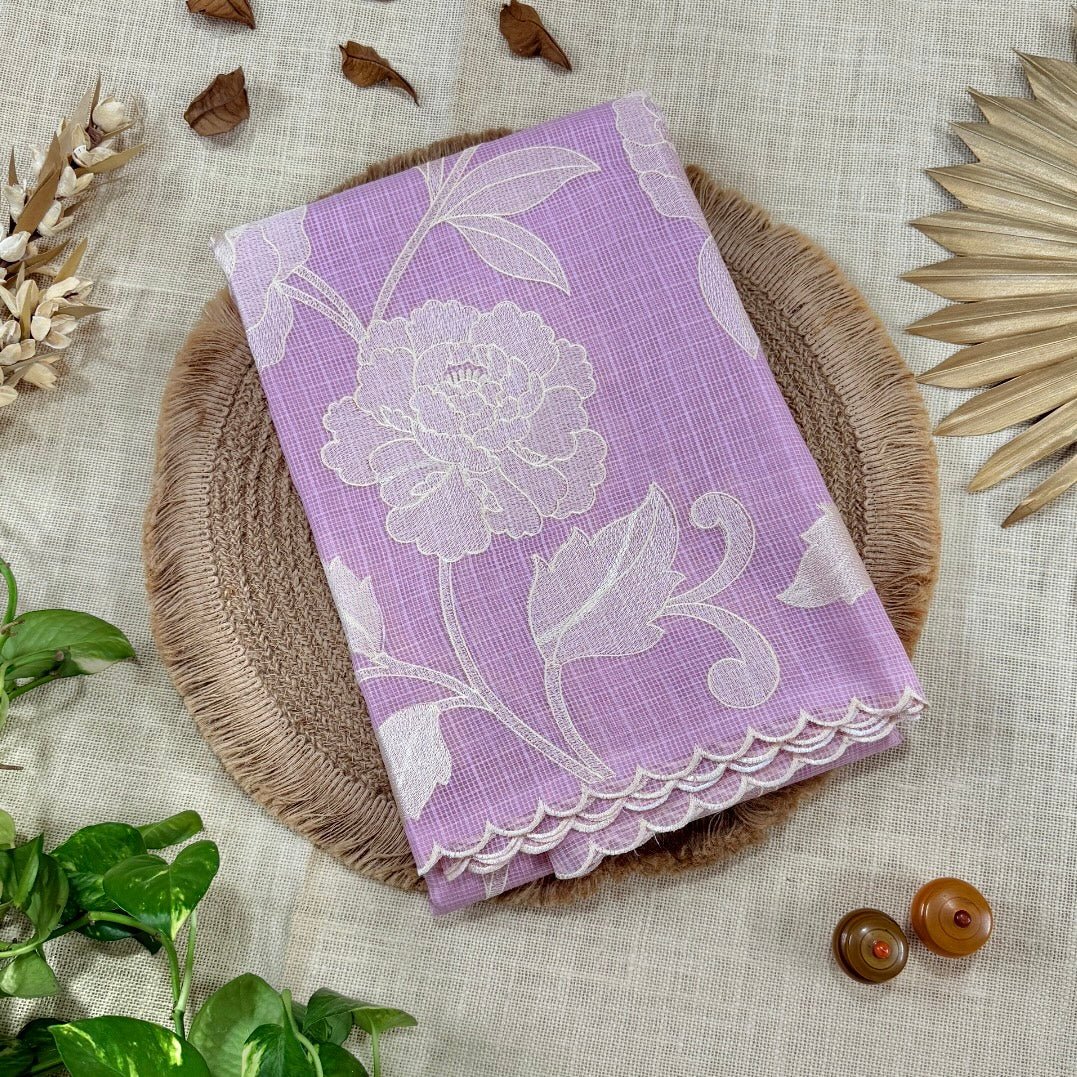 Pink Kota Embroidery Saree - Vini's Ethnic