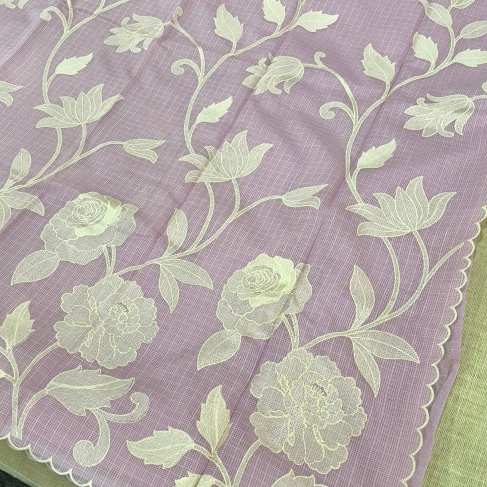 Pink Kota Embroidery Saree - Vini's Ethnic