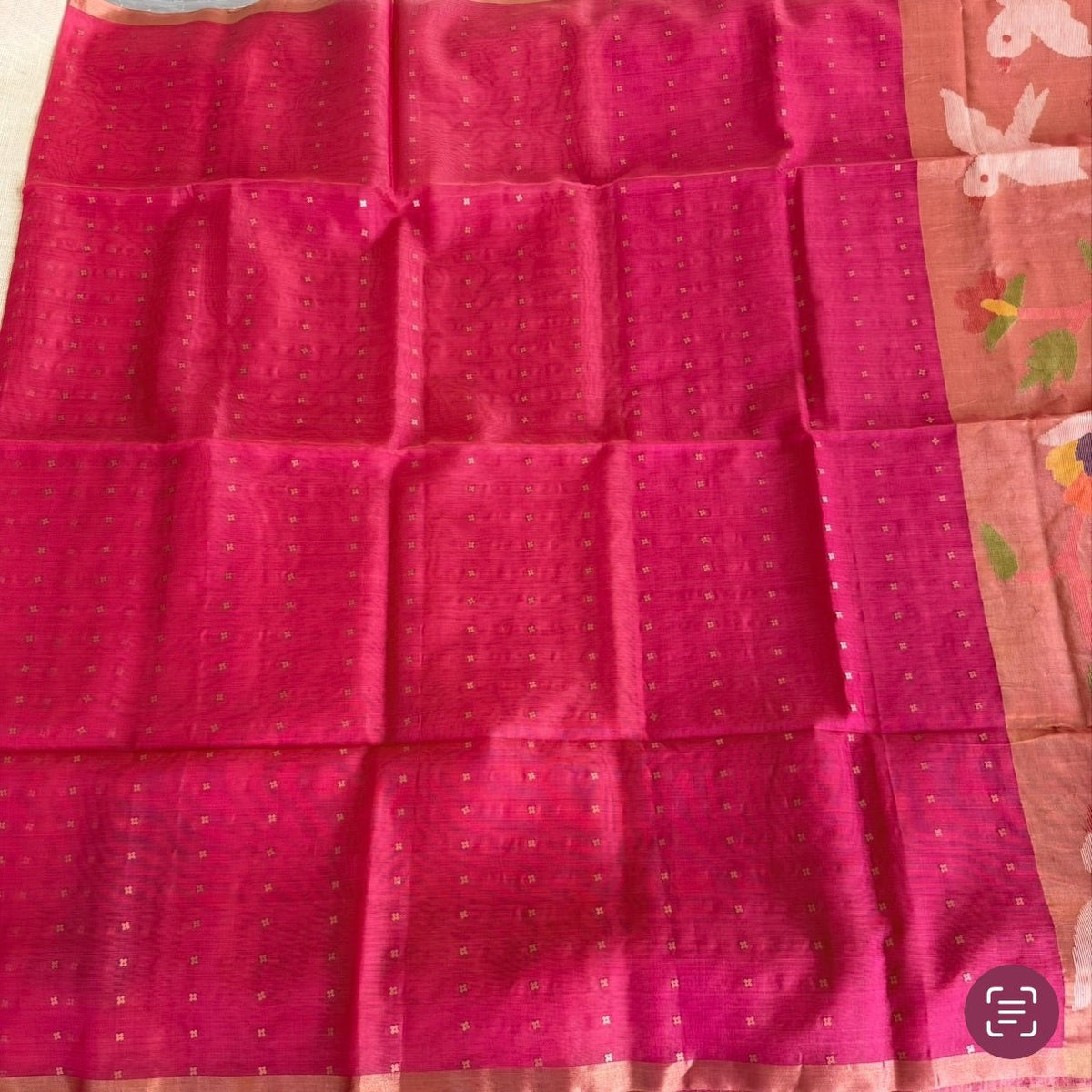 Pink Pure Muslin Sequin Paithani Pallu Saree - Vini's Ethnic
