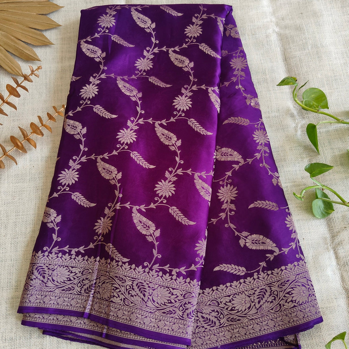 Purple Exclusive Banarasi Satin Silk Saree - Vini's Ethnic