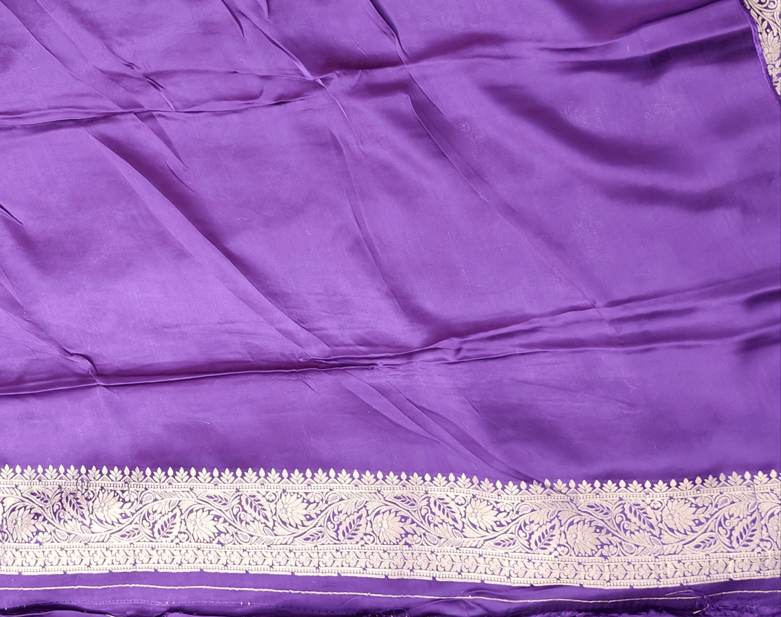 Purple Exclusive Banarasi Satin Silk Saree - Vini's Ethnic