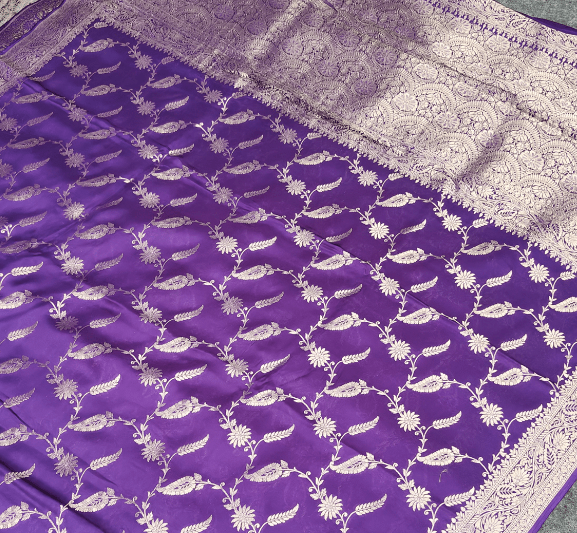 Purple Exclusive Banarasi Satin Silk Saree - Vini's Ethnic