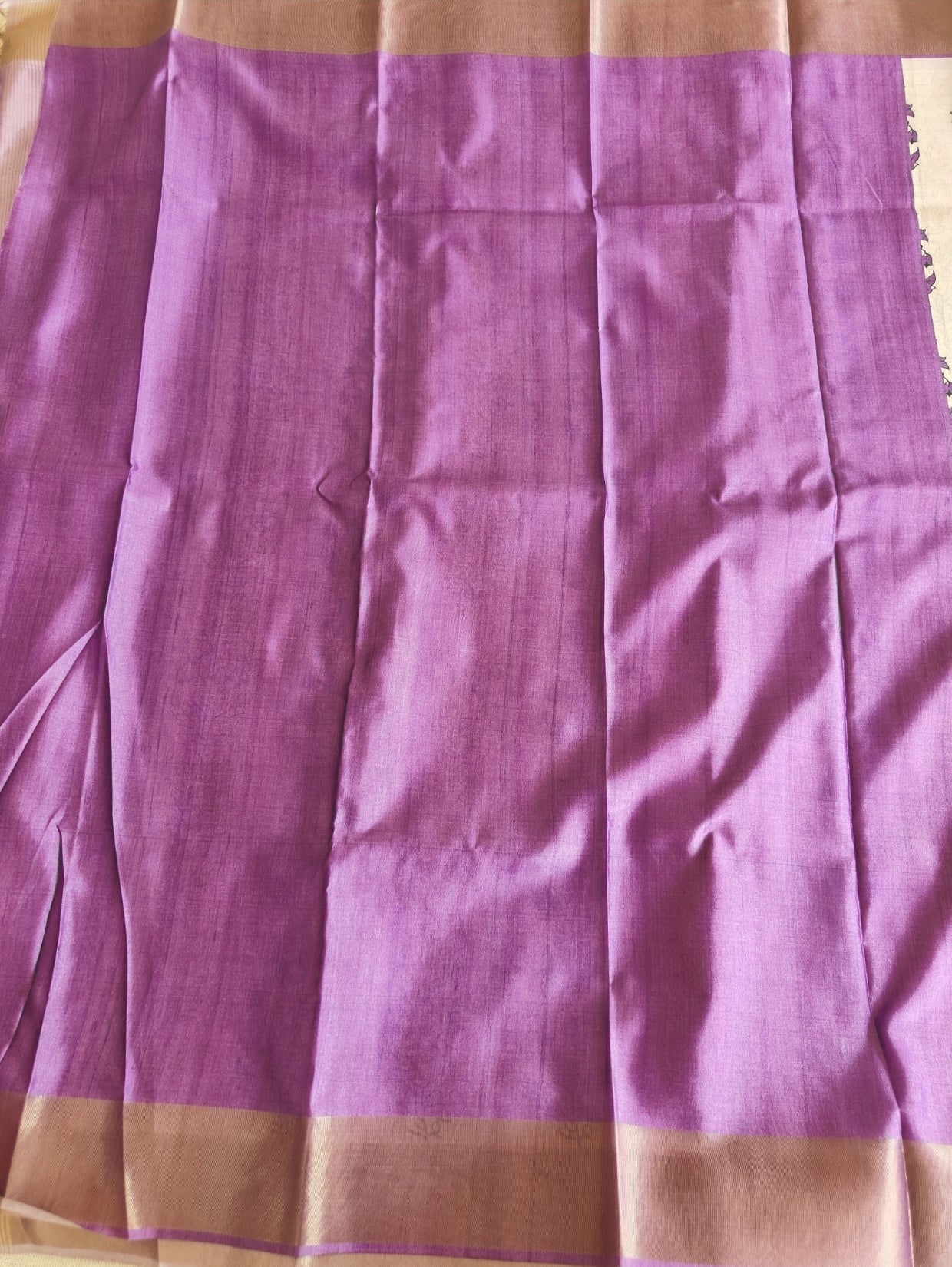 Purple Floral Semi Tussar Saree