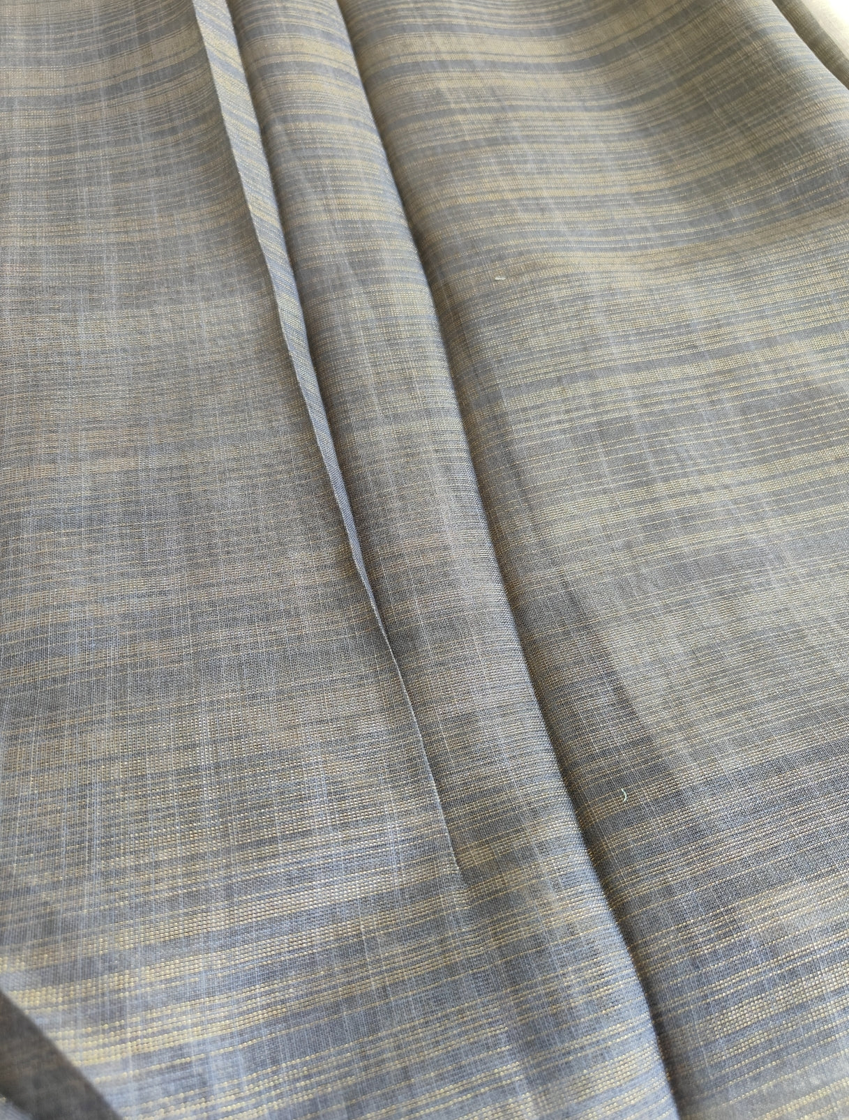 Greyish Blue Floral Tissue Linen Saree