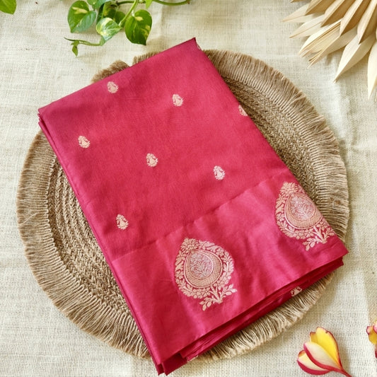 Pink Raw Mango Silk Saree
