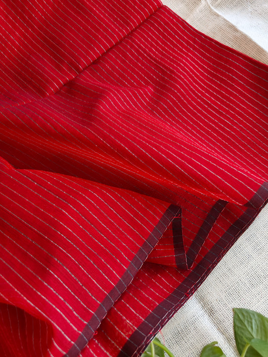 Red Maheshwari Silk Cotton Saree