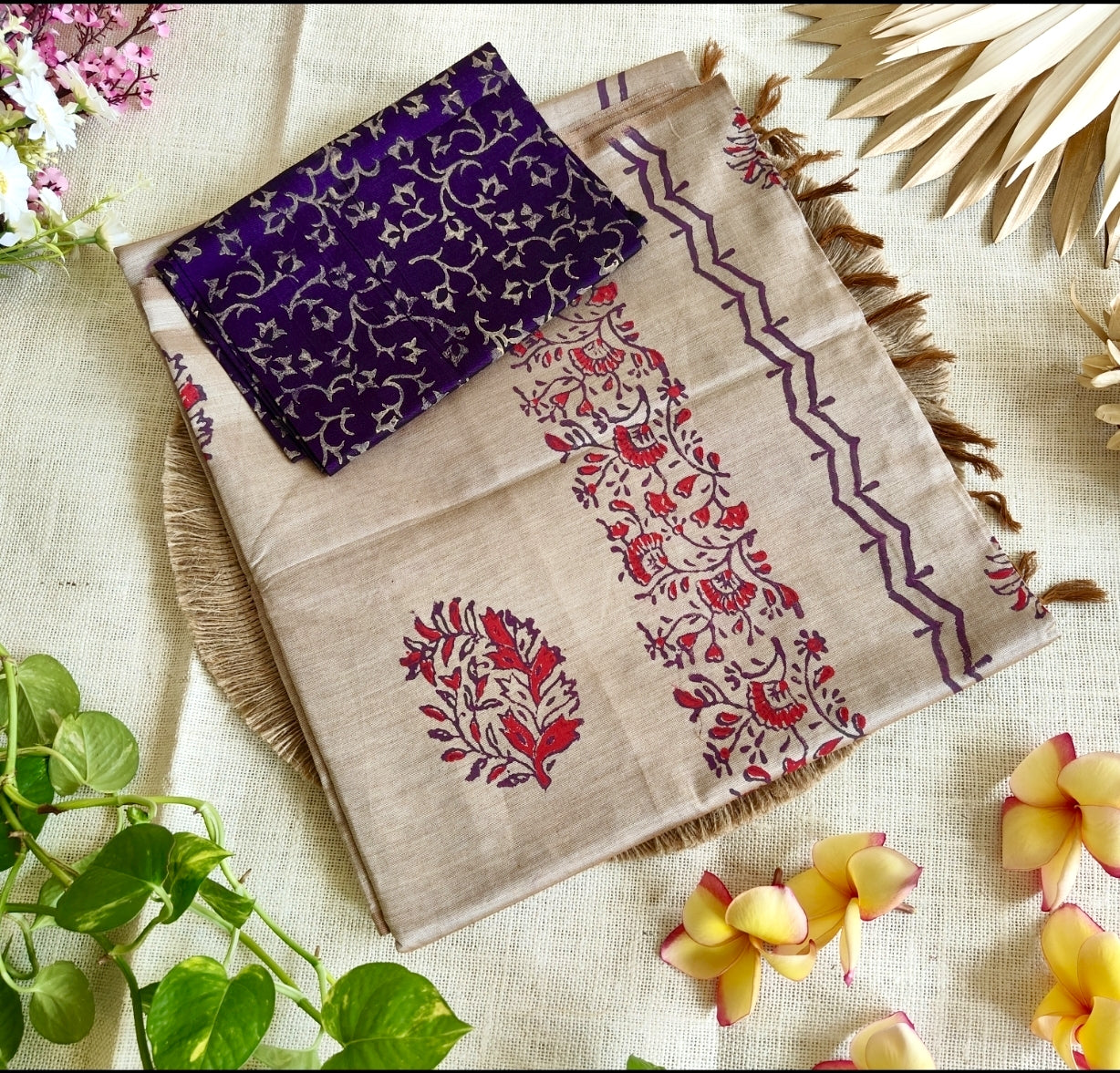 Silver Grey South Cotton Mix Block Printed