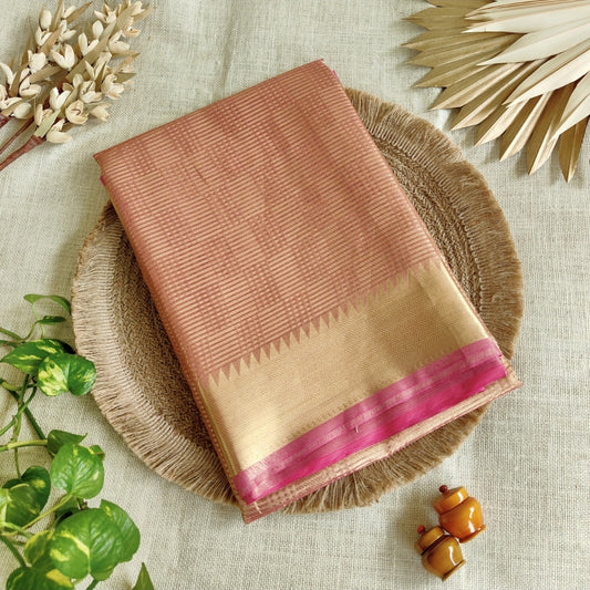 Gold with Pink Tissue Saree