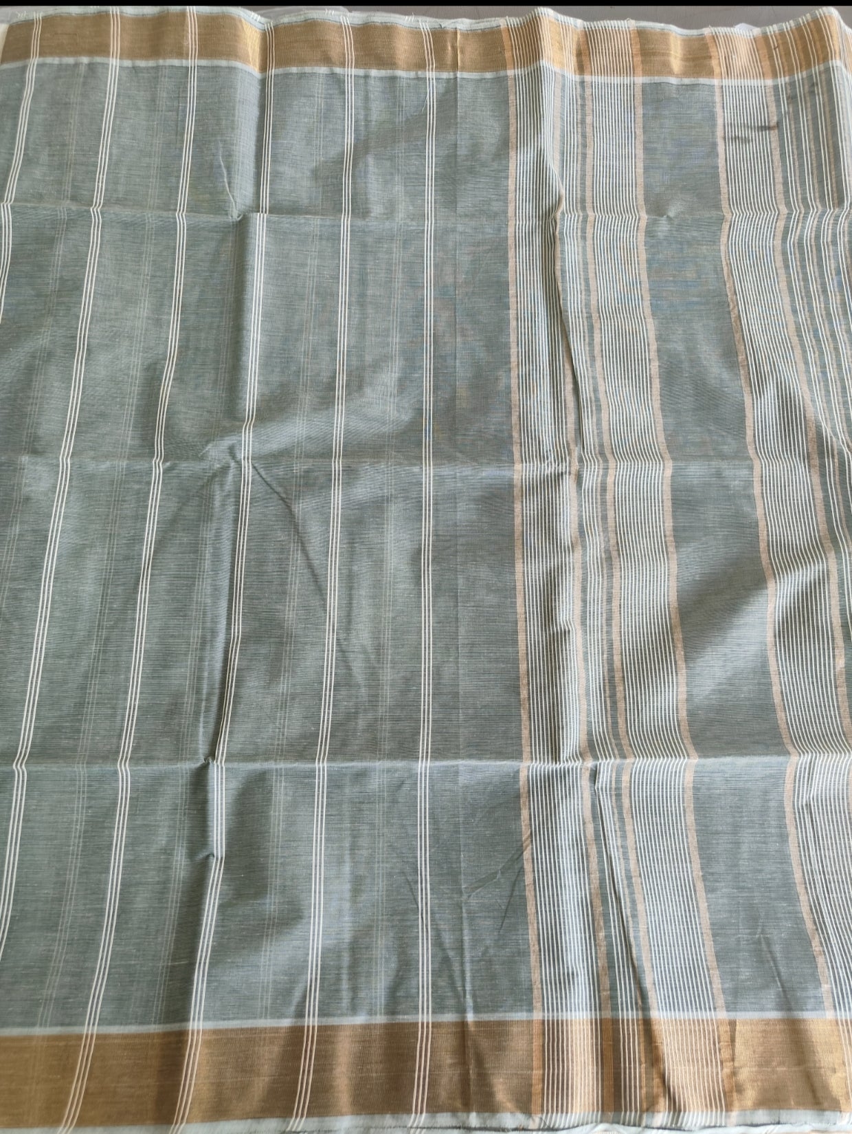 Sage Green Pure Jute cotton Saree