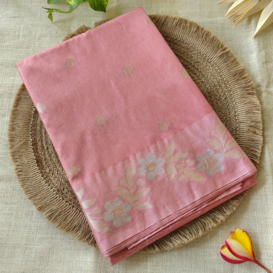 Peach Raw Mango Silk Saree