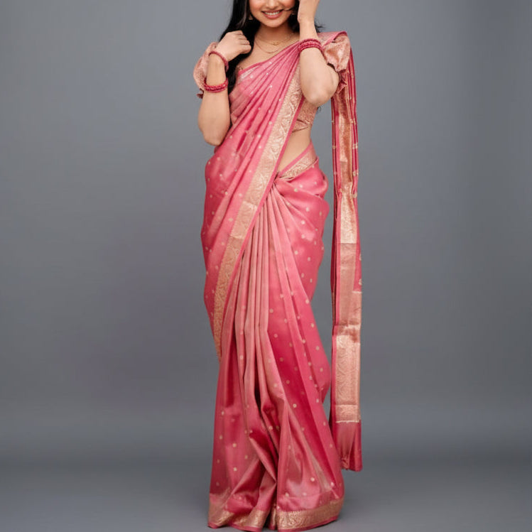 Pink Tissue Silk Saree